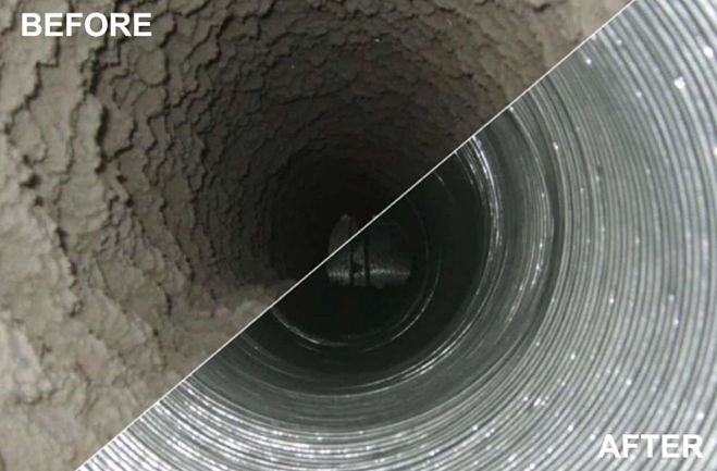 Dryer Vent, before & after cleaning